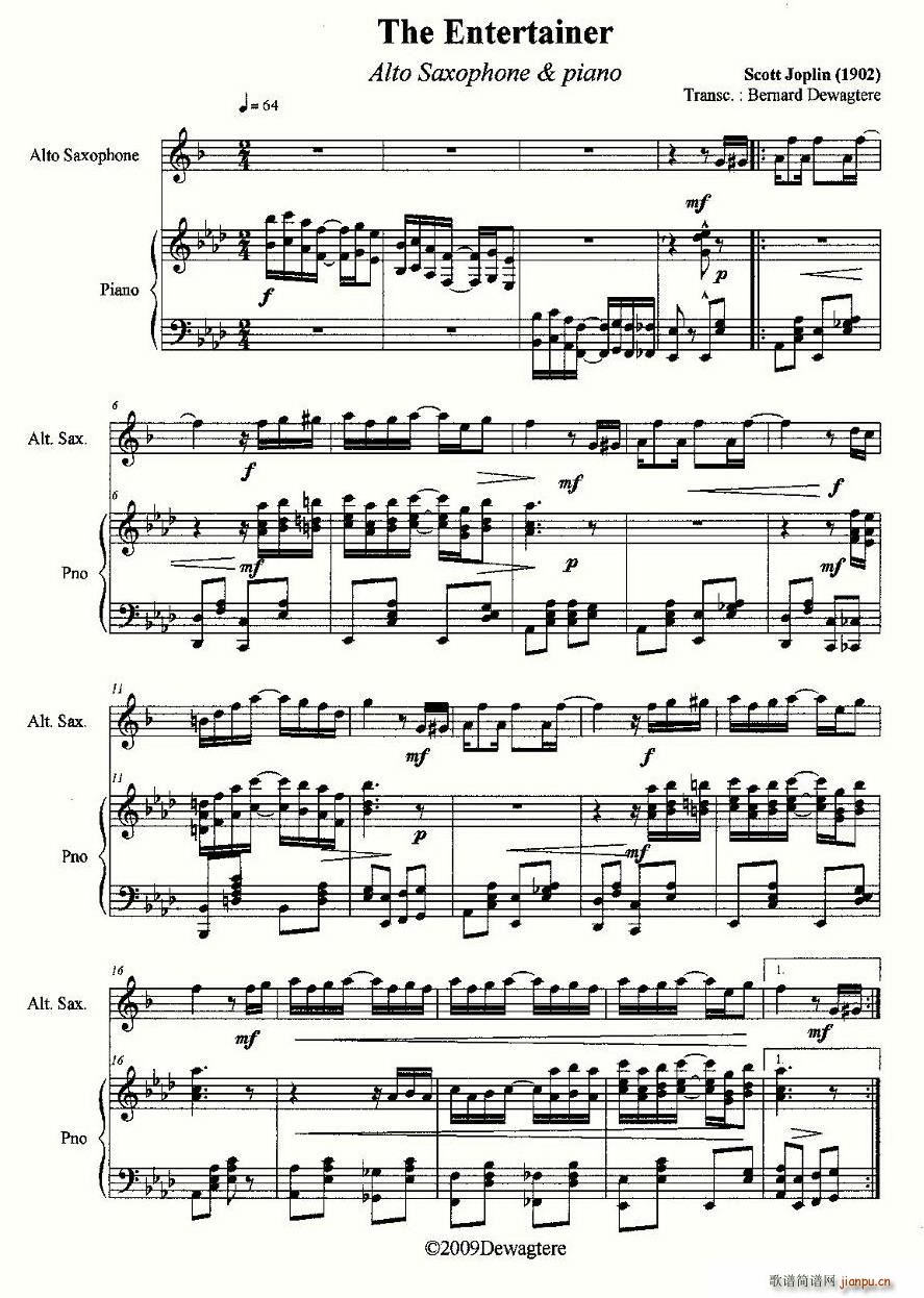 The Entertainer(钢琴谱)1