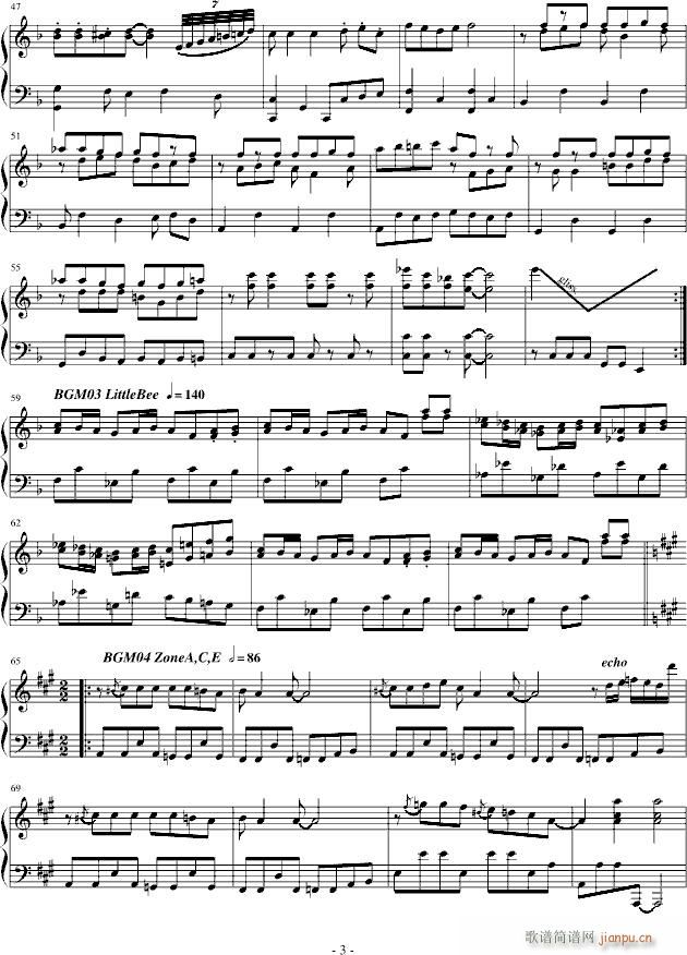 FC游戏松鼠音乐，你懂的(钢琴谱)3