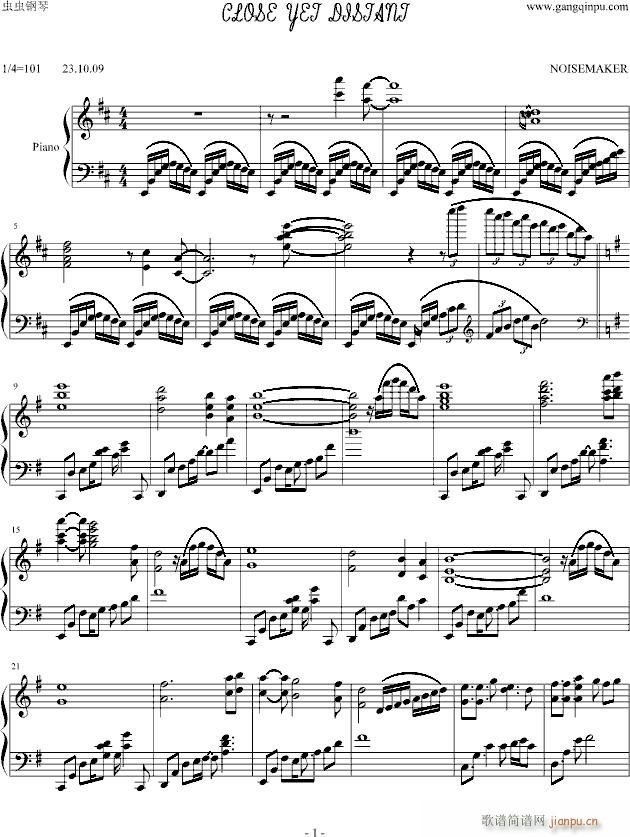 CLOSE YET DISTANT(钢琴谱)1