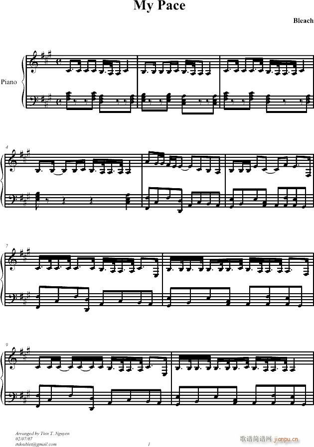 凉宫春日的忧郁NO.2(钢琴谱)1