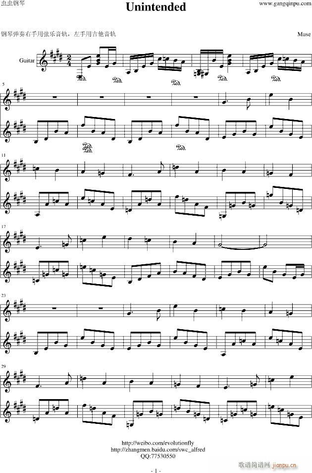 Unintended(钢琴谱)1