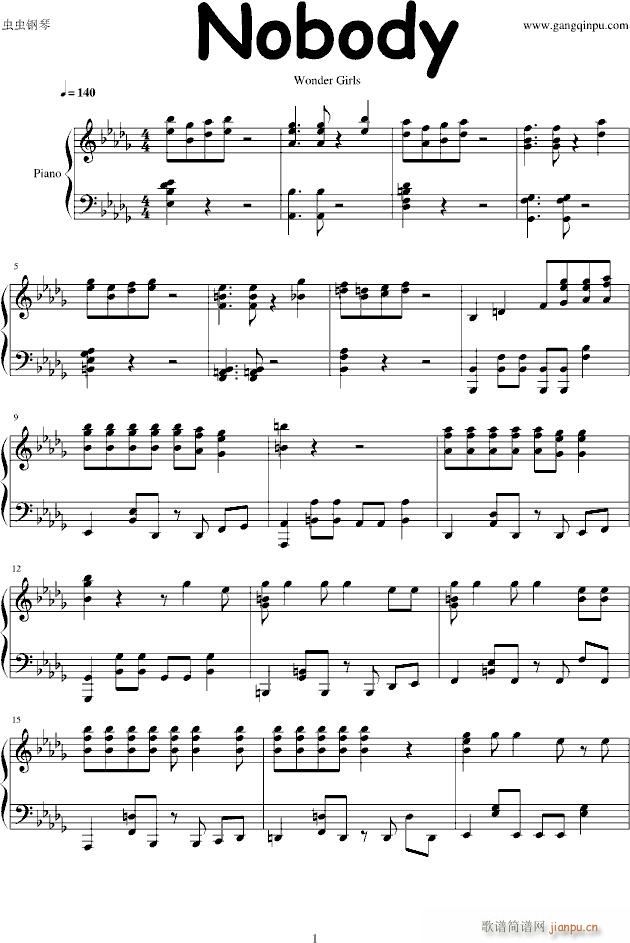 【韩国】Nobody(钢琴谱)1