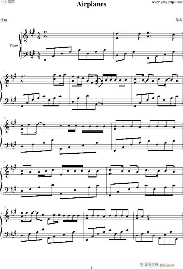 Airplanes(钢琴谱)1