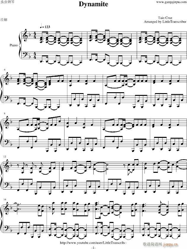 Taio Cruz(钢琴谱)1