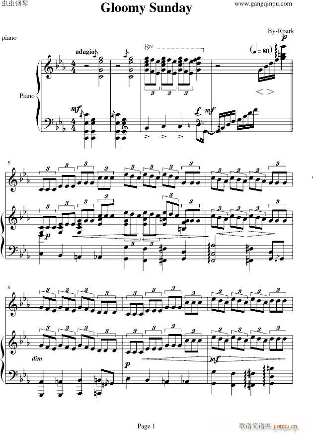 Gloomy Sunday(钢琴谱)1