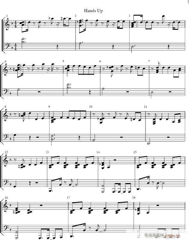 Hands Up(钢琴谱)1