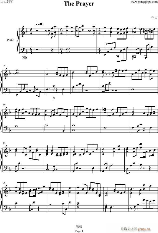 The Prayer(钢琴谱)1