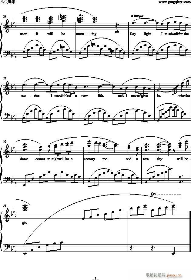 memor回忆降E调(钢琴谱)3