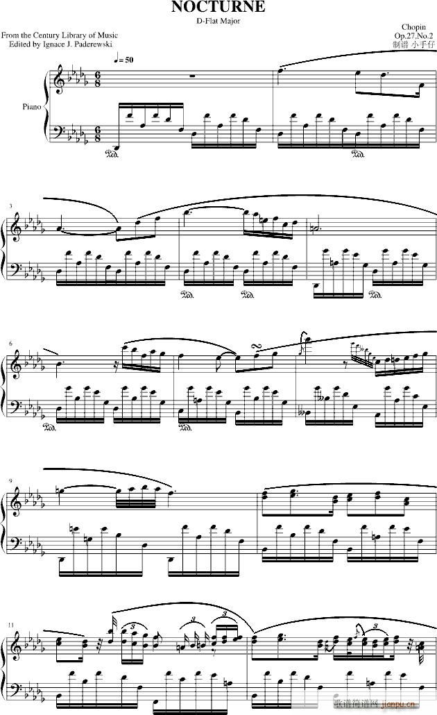 肖邦降D大调夜曲(钢琴谱)1