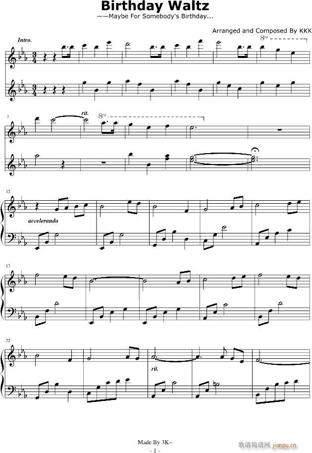 Birthday Waltz(钢琴谱)1