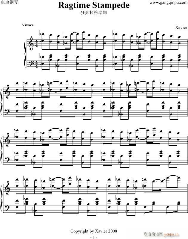 狂奔拉格泰姆(钢琴谱)1