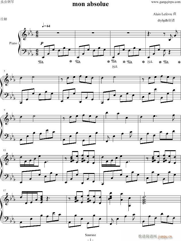 mon absolue(钢琴谱)1