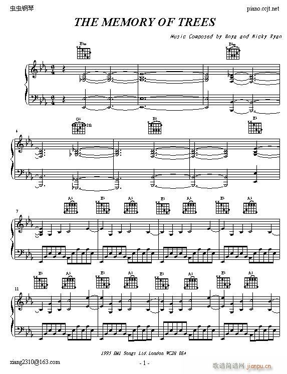 THE MEMORY OF TREES(钢琴谱)1