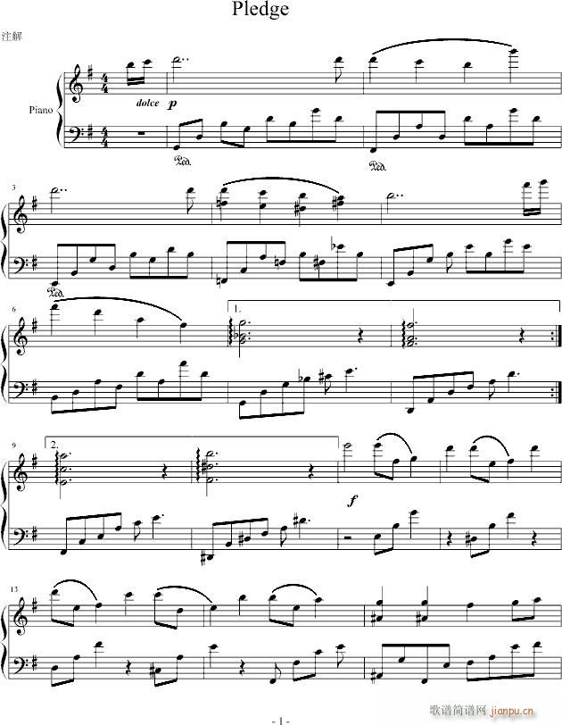 Pledge(钢琴谱)1