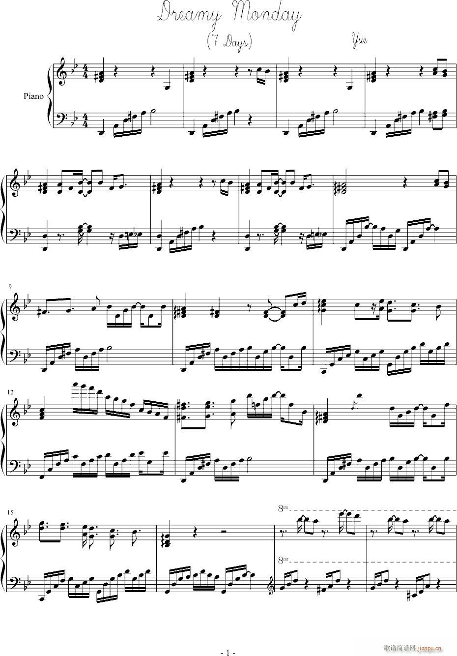 Dreamy Monday(钢琴谱)1