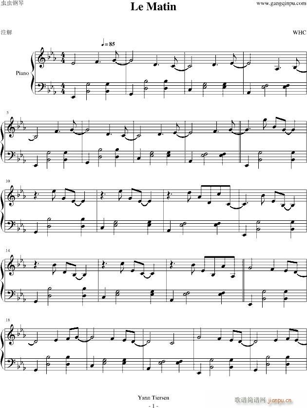 le matin(钢琴谱)1