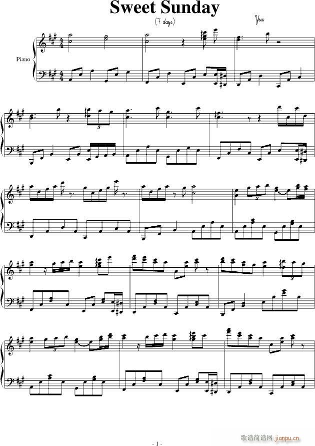 Sweet Sunday(钢琴谱)1