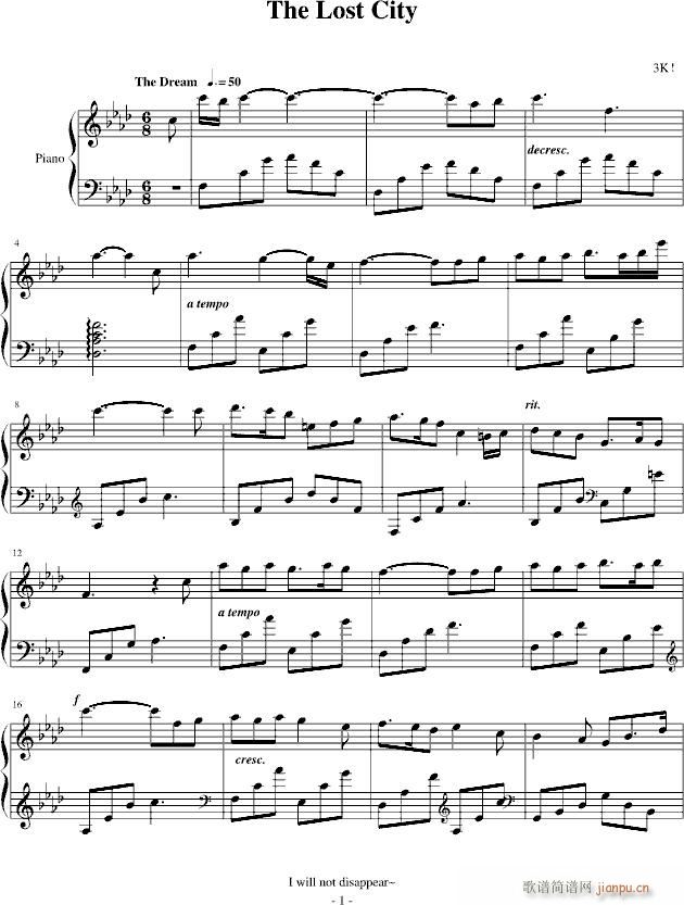 The Lost City(钢琴谱)1