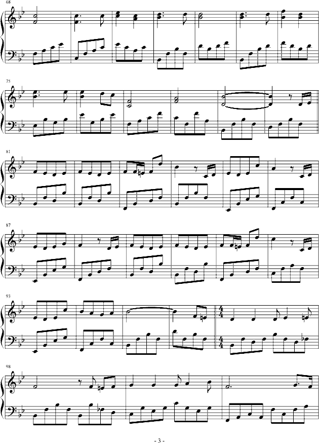 经典旋律(钢琴谱)3