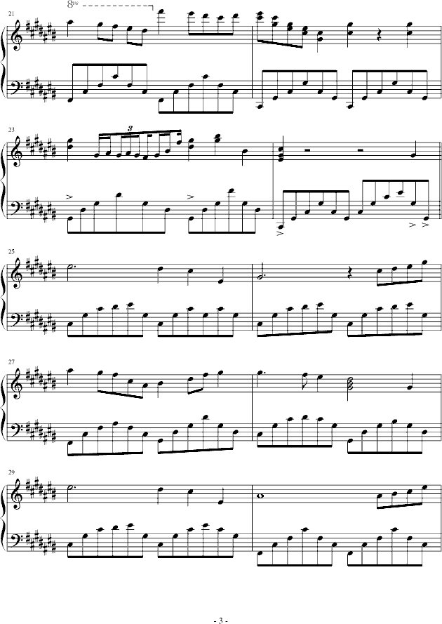 升C大调夜曲(钢琴谱)3