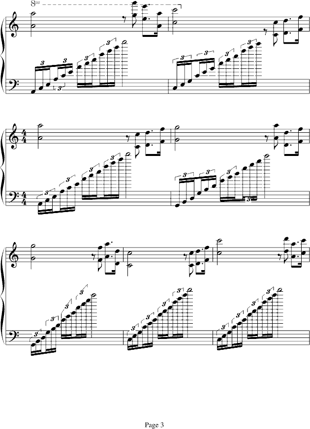 雪山玉龙(钢琴谱)3
