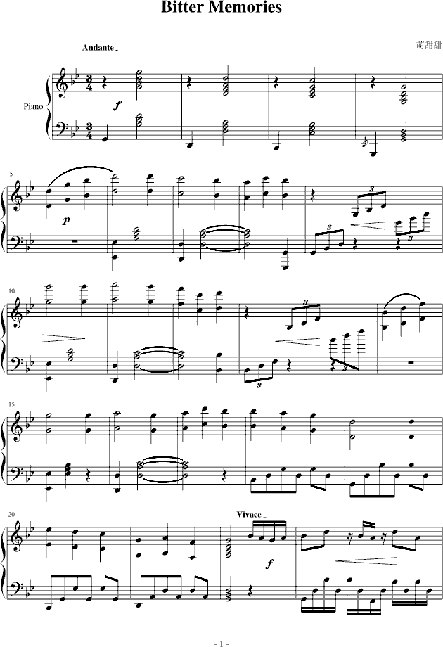 苦涩的回忆(钢琴谱)1