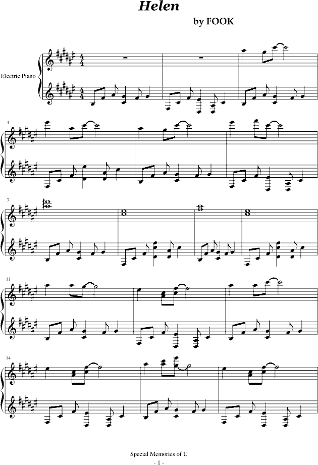 Helen(钢琴谱)1