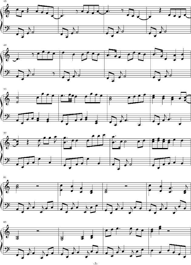 快乐的日子不复还(钢琴谱)3