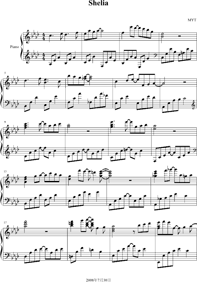Shelia(钢琴谱)1