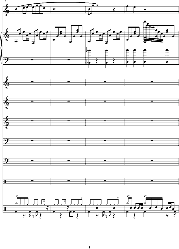 通俗原创歌手大赛征词中(钢琴谱)5