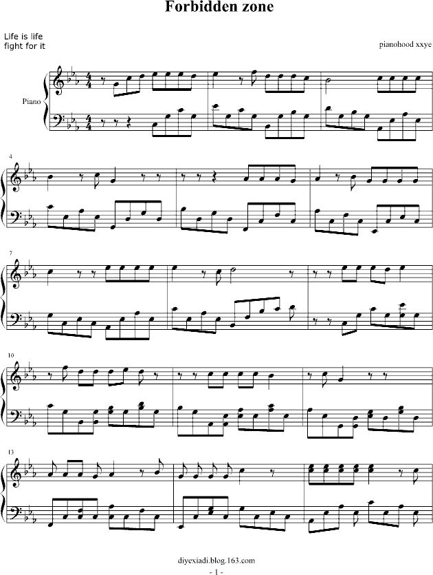 Forbidden Zone(钢琴谱)1