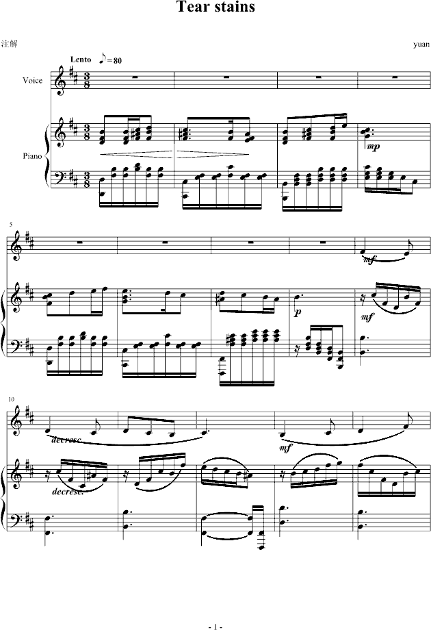 Tear stains(钢琴谱)1