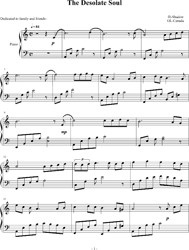 The Desolate Soul(钢琴谱)1