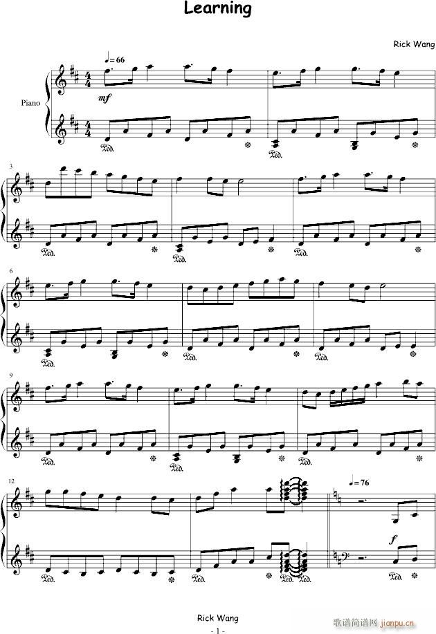 Larning(钢琴谱)1
