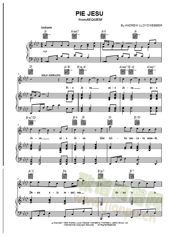 pie jesu (又名“安魂曲”)(钢琴谱)1