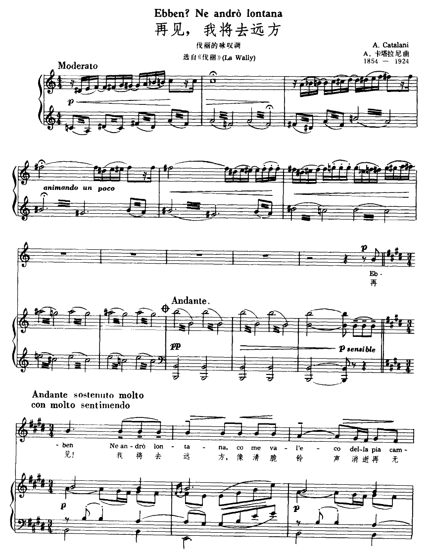 再见，我将去远方(钢琴谱)1