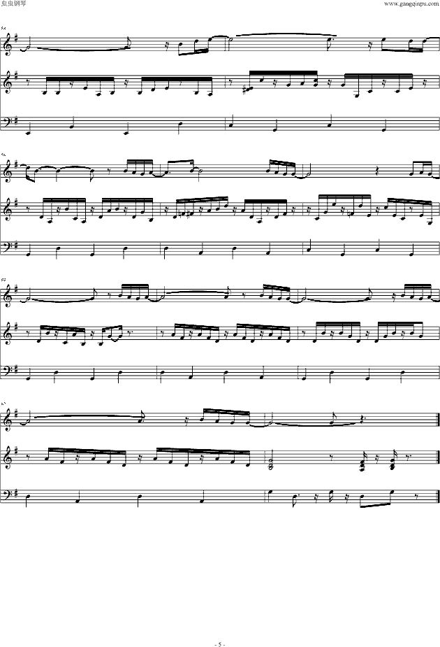 乡村路伴我归(钢琴谱)5