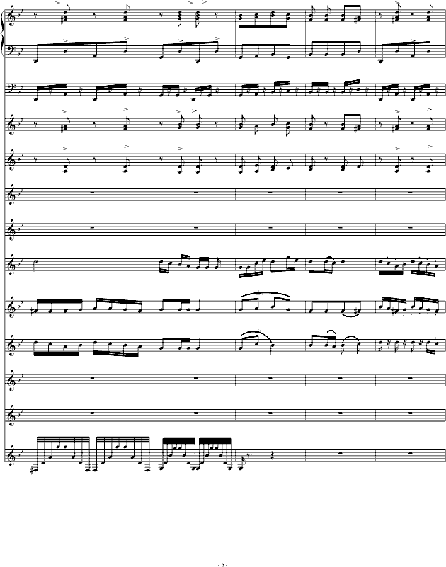 青春舞曲（学校常用的器乐合奏版）(钢琴谱)6