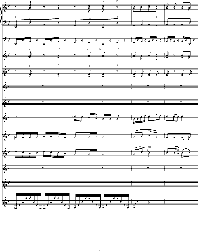 青春舞曲（学校常用的器乐合奏版）(钢琴谱)16