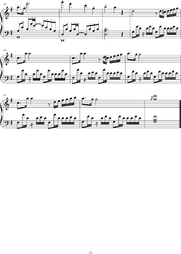 被风吹走的猫咪(钢琴谱)3