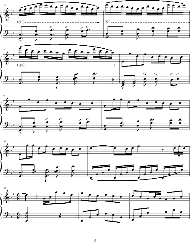 桃花凝水飘(钢琴谱)5