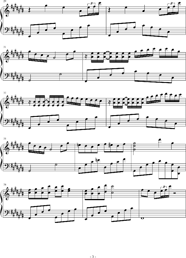 音符滴落的街道(钢琴谱)3