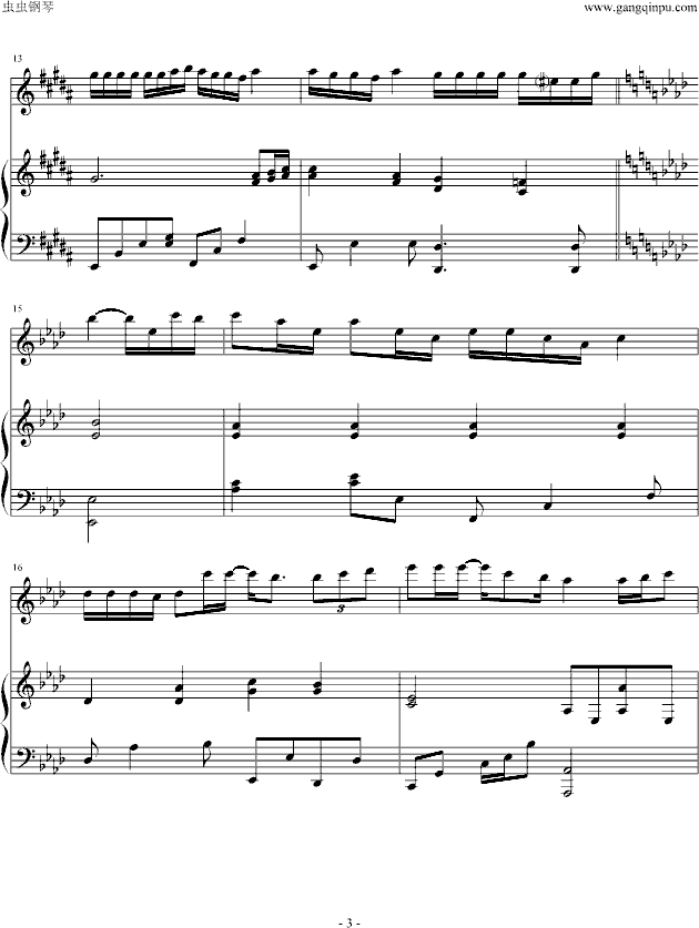 我在那一角落患过伤风(钢琴谱)3
