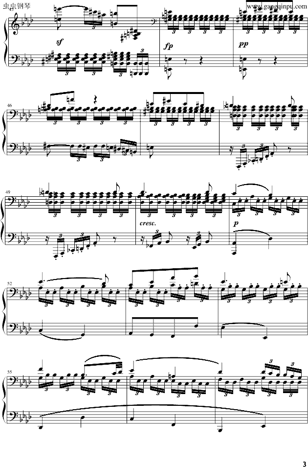 悲怆奏鸣曲第二乐章(钢琴谱)3