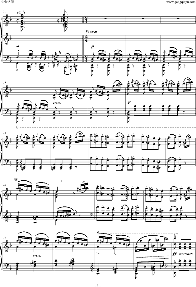 李斯特匈牙利狂想曲第7号 一首欢快活泼的舞曲(钢琴谱)3