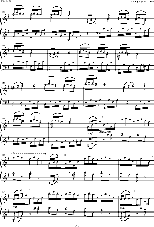 李斯特匈牙利狂想曲第7号 一首欢快活泼的舞曲(钢琴谱)7