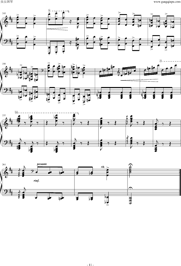 李斯特匈牙利狂想曲第7号 一首欢快活泼的舞曲(钢琴谱)11
