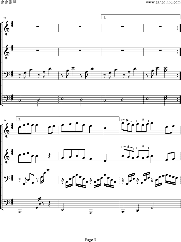 美丽的神话（四手联弹）(钢琴谱)5