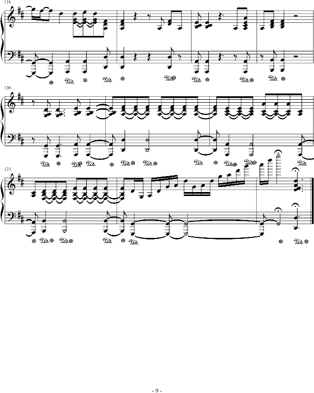 动画片死神主题曲ほうき星(钢琴谱)9