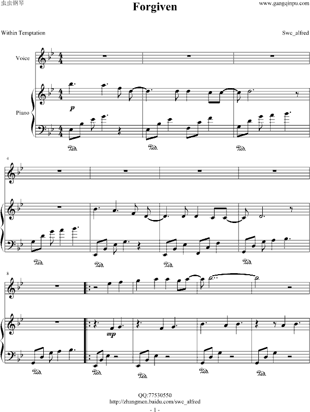 Forgiven(钢琴谱)1